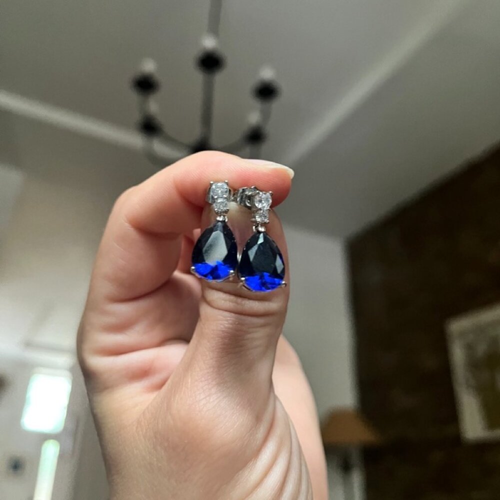 Faux Sapphire drop earrings